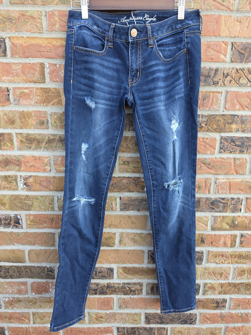 American Eagle Outfitters Women's Distressed Dark Wash Skinny Jeans 6
